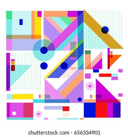 Trendy geometric elements memphis greeting cards design. Retro style texture, pattern and elements. Modern abstract design poster and cover template