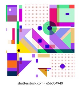 Trendy geometric elements memphis greeting cards design. Retro style texture, pattern and elements. Modern abstract design poster and cover template