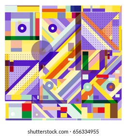 Trendy geometric elements memphis greeting cards design. Retro style texture, pattern and elements. Modern abstract design poster and cover template