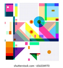Trendy geometric elements memphis greeting cards design. Retro style texture, pattern and elements. Modern abstract design poster and cover template
