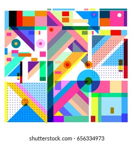 Trendy geometric elements memphis greeting cards design. Retro style texture, pattern and elements. Modern abstract design poster and cover template