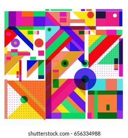 Trendy geometric elements memphis greeting cards design. Retro style texture, pattern and elements. Modern abstract design poster and cover template