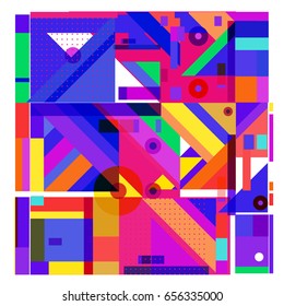 Trendy geometric elements memphis greeting cards design. Retro style texture, pattern and elements. Modern abstract design poster and cover template