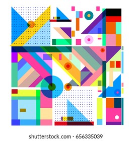 Trendy geometric elements memphis greeting cards design. Retro style texture, pattern and elements. Modern abstract design poster and cover template