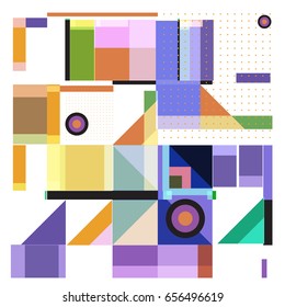 Trendy geometric elements memphis greeting cards design. Retro style texture, pattern and elements. Modern abstract design poster and cover template