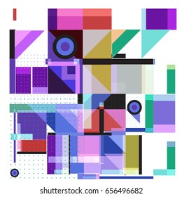 Trendy geometric elements memphis greeting cards design. Retro style texture, pattern and elements. Modern abstract design poster and cover template