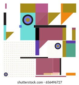 Trendy geometric elements memphis greeting cards design. Retro style texture, pattern and elements. Modern abstract design poster and cover template