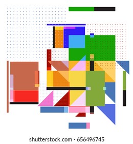 Trendy geometric elements memphis greeting cards design. Retro style texture, pattern and elements. Modern abstract design poster and cover template