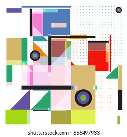 Trendy geometric elements memphis greeting cards design. Retro style texture, pattern and elements. Modern abstract design poster and cover template