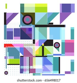 Trendy geometric elements memphis greeting cards design. Retro style texture, pattern and elements. Modern abstract design poster and cover template