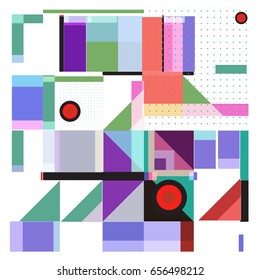 Trendy geometric elements memphis greeting cards design. Retro style texture, pattern and elements. Modern abstract design poster and cover template
