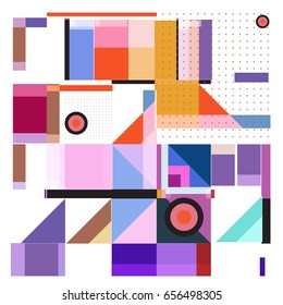 Trendy geometric elements memphis greeting cards design. Retro style texture, pattern and elements. Modern abstract design poster and cover template