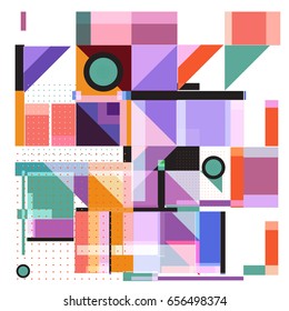 Trendy geometric elements memphis greeting cards design. Retro style texture, pattern and elements. Modern abstract design poster and cover template