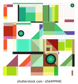 Trendy geometric elements memphis greeting cards design. Retro style texture, pattern and elements. Modern abstract design poster and cover template