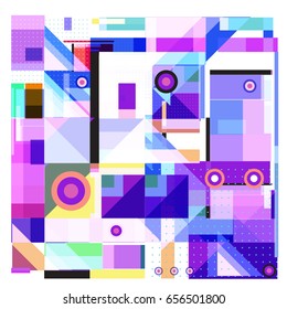 Trendy geometric elements memphis greeting cards design. Retro style texture, pattern and elements. Modern abstract design poster and cover template