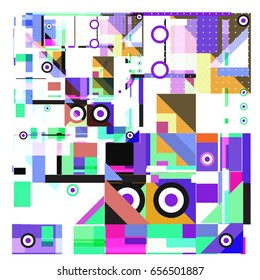 Trendy geometric elements memphis greeting cards design. Retro style texture, pattern and elements. Modern abstract design poster and cover template