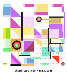 Trendy geometric elements memphis greeting cards design. Retro style texture, pattern and elements. Modern abstract design poster and cover template