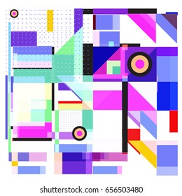 Trendy geometric elements memphis greeting cards design. Retro style texture, pattern and elements. Modern abstract design poster and cover template