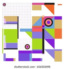 Trendy geometric elements memphis greeting cards design. Retro style texture, pattern and elements. Modern abstract design poster and cover template