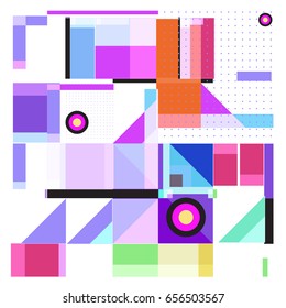 Trendy geometric elements memphis greeting cards design. Retro style texture, pattern and elements. Modern abstract design poster and cover template