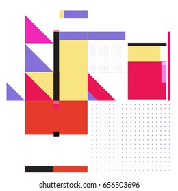 Trendy geometric elements memphis greeting cards design. Retro style texture, pattern and elements. Modern abstract design poster and cover template