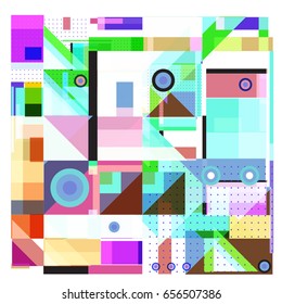 Trendy geometric elements memphis greeting cards design. Retro style texture, pattern and elements. Modern abstract design poster and cover template