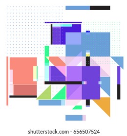 Trendy geometric elements memphis greeting cards design. Retro style texture, pattern and elements. Modern abstract design poster and cover template