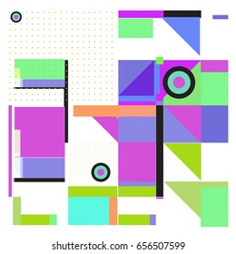 Trendy geometric elements memphis greeting cards design. Retro style texture, pattern and elements. Modern abstract design poster and cover template