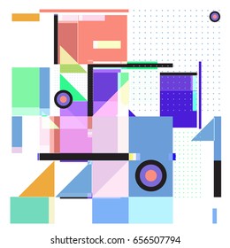 Trendy geometric elements memphis greeting cards design. Retro style texture, pattern and elements. Modern abstract design poster and cover template