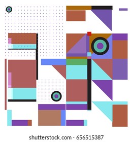 Trendy geometric elements memphis greeting cards design. Retro style texture, pattern and elements. Modern abstract design poster and cover template