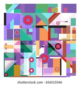 Trendy geometric elements memphis greeting cards design. Retro style texture, pattern and elements. Modern abstract design poster and cover template