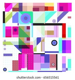 Trendy geometric elements memphis greeting cards design. Retro style texture, pattern and elements. Modern abstract design poster and cover template