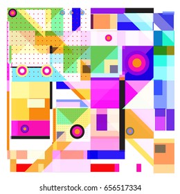 Trendy geometric elements memphis greeting cards design. Retro style texture, pattern and elements. Modern abstract design poster and cover template