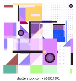 Trendy geometric elements memphis greeting cards design. Retro style texture, pattern and elements. Modern abstract design poster and cover template