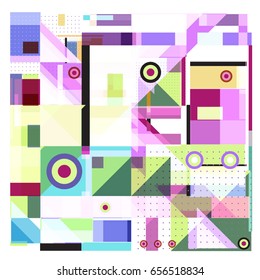 Trendy geometric elements memphis greeting cards design. Retro style texture, pattern and elements. Modern abstract design poster and cover template