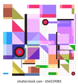 Trendy geometric elements memphis greeting cards design. Retro style texture, pattern and elements. Modern abstract design poster and cover template