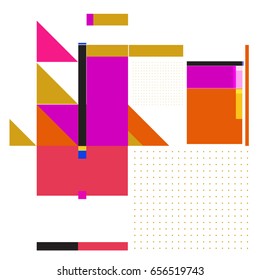 Trendy geometric elements memphis greeting cards design. Retro style texture, pattern and elements. Modern abstract design poster and cover template