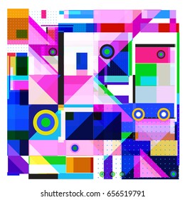 Trendy geometric elements memphis greeting cards design. Retro style texture, pattern and elements. Modern abstract design poster and cover template