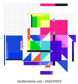 Trendy geometric elements memphis greeting cards design. Retro style texture, pattern and elements. Modern abstract design poster and cover template