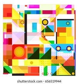 Trendy geometric elements memphis greeting cards design. Retro style texture, pattern and elements. Modern abstract design poster and cover template