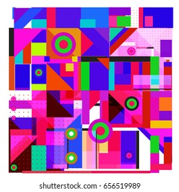 Trendy geometric elements memphis greeting cards design. Retro style texture, pattern and elements. Modern abstract design poster and cover template