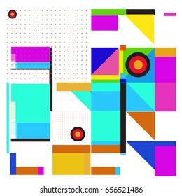 Trendy geometric elements memphis greeting cards design. Retro style texture, pattern and elements. Modern abstract design poster and cover template