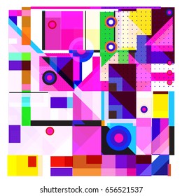 Trendy geometric elements memphis greeting cards design. Retro style texture, pattern and elements. Modern abstract design poster and cover template