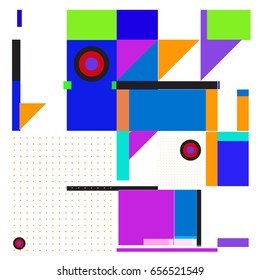 Trendy geometric elements memphis greeting cards design. Retro style texture, pattern and elements. Modern abstract design poster and cover template
