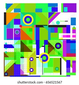 Trendy geometric elements memphis greeting cards design. Retro style texture, pattern and elements. Modern abstract design poster and cover template