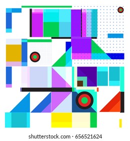 Trendy geometric elements memphis greeting cards design. Retro style texture, pattern and elements. Modern abstract design poster and cover template