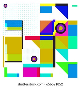 Trendy geometric elements memphis greeting cards design. Retro style texture, pattern and elements. Modern abstract design poster and cover template