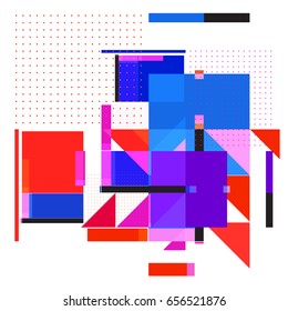 Trendy geometric elements memphis greeting cards design. Retro style texture, pattern and elements. Modern abstract design poster and cover template