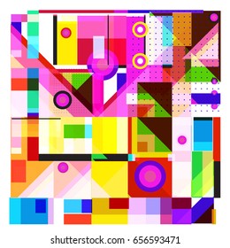 Trendy geometric elements memphis greeting cards design. Retro style texture, pattern and elements. Modern abstract design poster and cover template