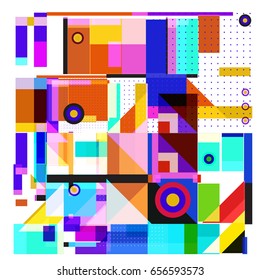 Trendy geometric elements memphis greeting cards design. Retro style texture, pattern and elements. Modern abstract design poster and cover template